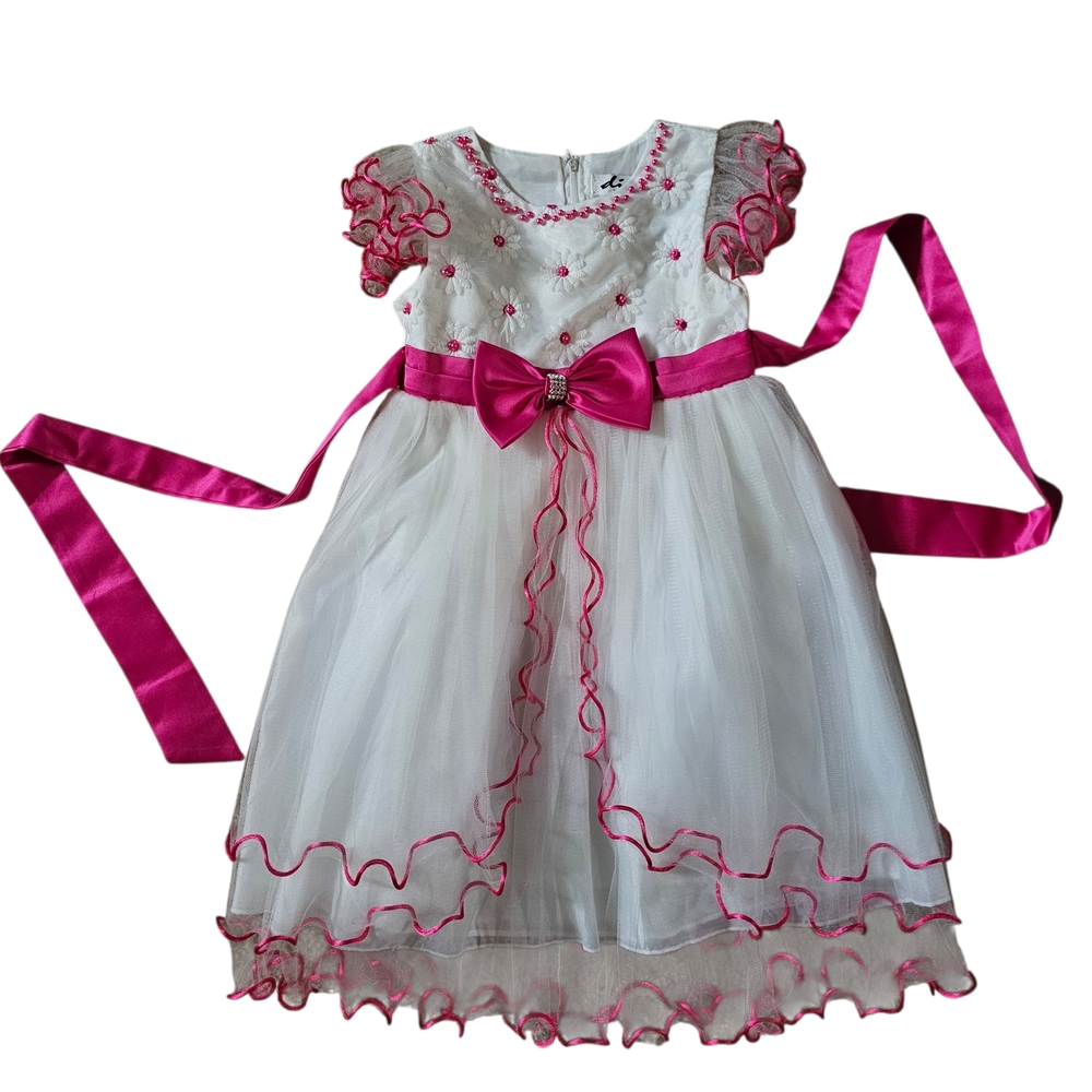 Elegant Pink and White Kids Formal Dress
